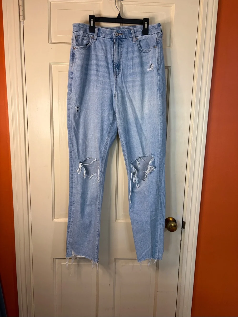 American Eagle Jeans Womens 10 Long Blue Denim Curvy Mom Jean Strigid High Rise